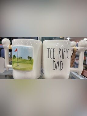 White Ceramic Mug with Black Lettering and Green Accent